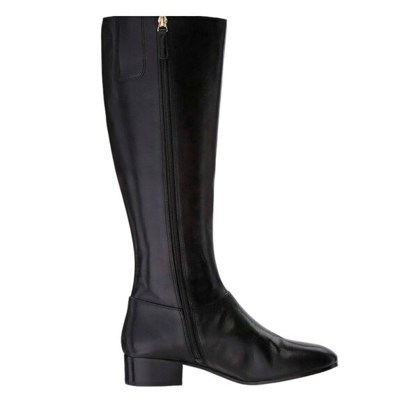 Nine West Oreyan Tall Black Leather Riding Boots Gold Button Details US Size 8.5 - Picture 5 of 10